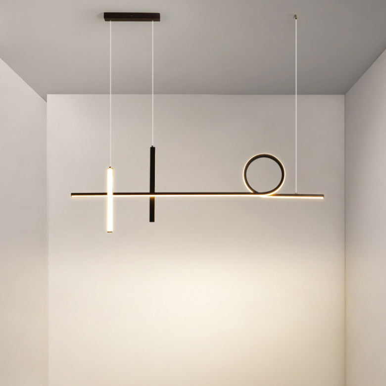 Lustre LED en acrylique aluminium fer à long bande moderne minimaliste pour salle à manger 