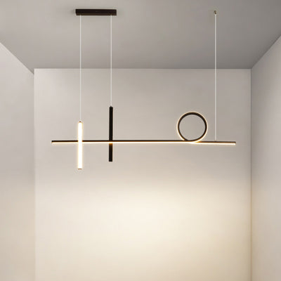Modern Minimalist Long Strip Circle Acrylic Aluminum Iron LED Chandelier Island Light For Dining Room