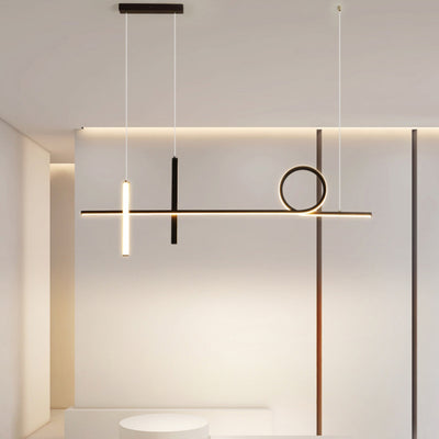 Modern Minimalist Long Strip Circle Acrylic Aluminum Iron LED Chandelier Island Light For Dining Room