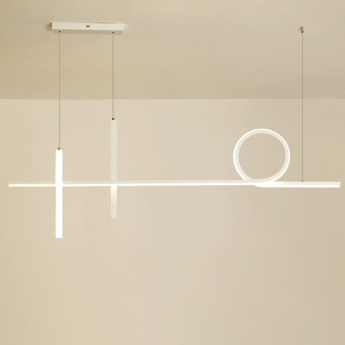 Lustre LED en acrylique aluminium fer à long bande moderne minimaliste pour salle à manger 