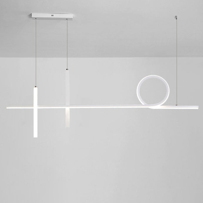 Lustre LED en acrylique aluminium fer à long bande moderne minimaliste pour salle à manger 