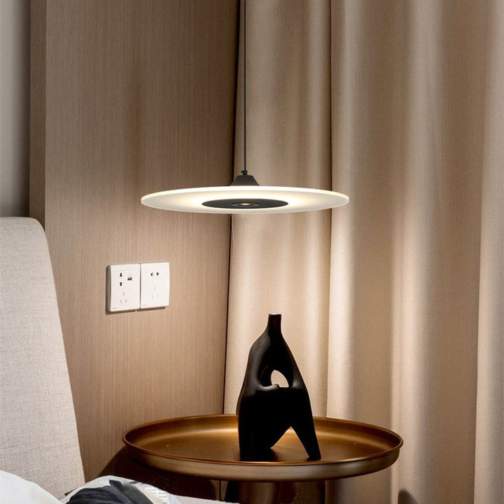 Suspension LED en forme de disque rond nordique contemporain en acrylique et fer pour salle à manger 
