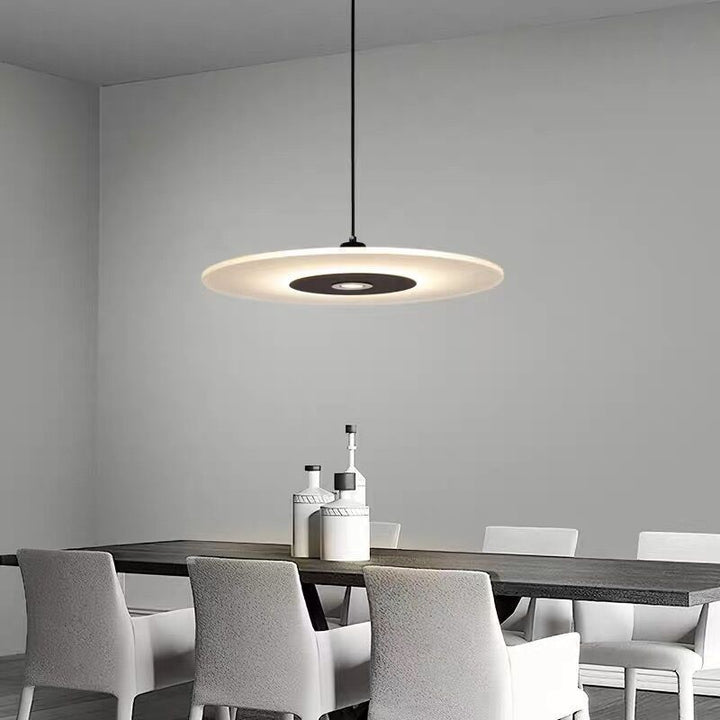 Suspension LED en forme de disque rond nordique contemporain en acrylique et fer pour salle à manger 