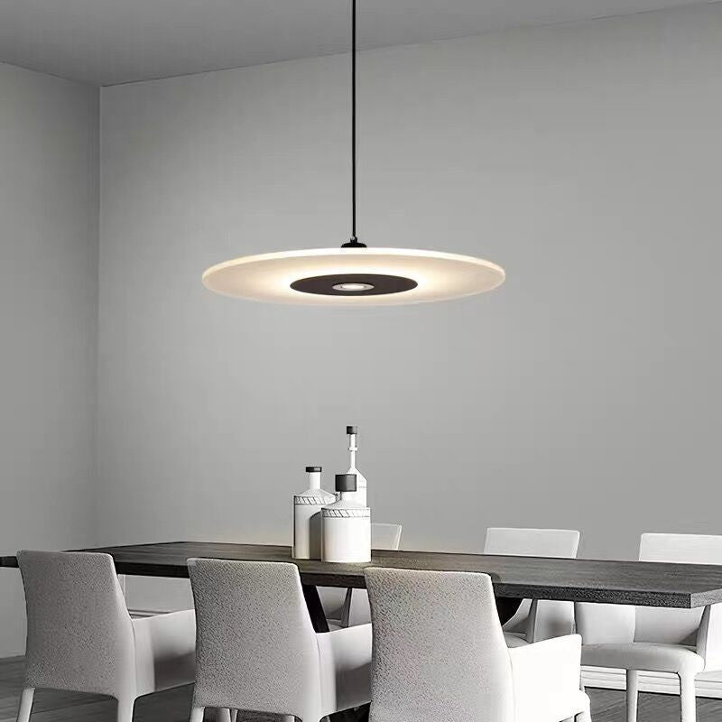 Zeitgenössische nordische runde UFO-Scheibe aus Acryl in Eisenform LED Pendelleuchte für Esszimmer 
