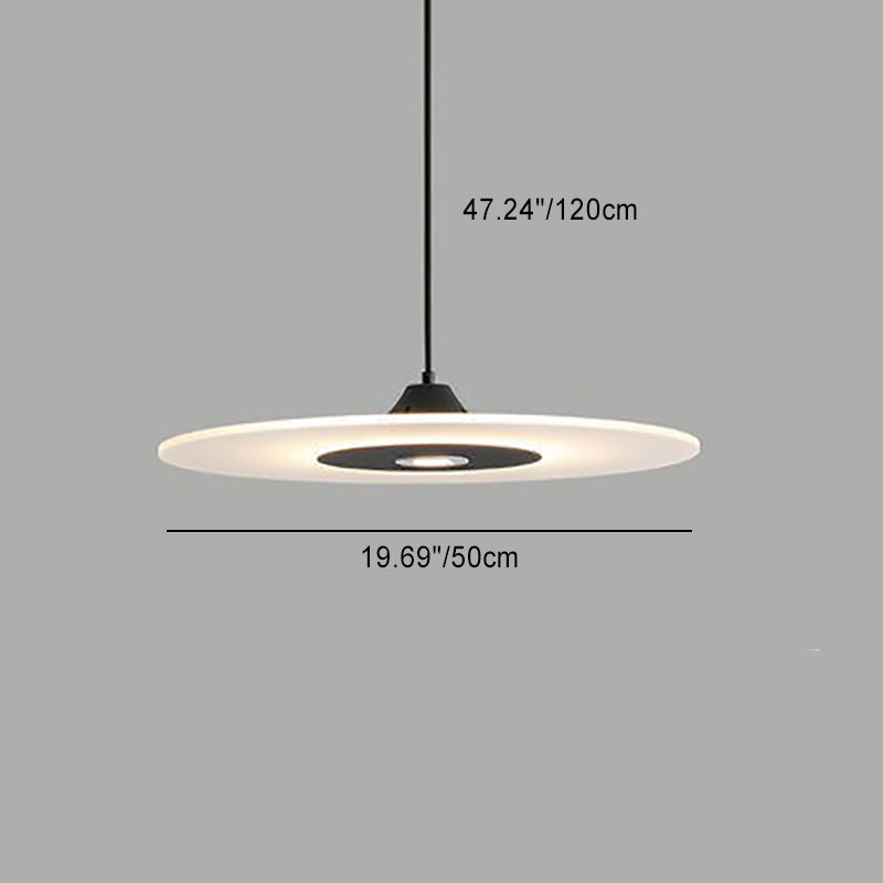 Zeitgenössische nordische runde UFO-Scheibe aus Acryl in Eisenform LED Pendelleuchte für Esszimmer 