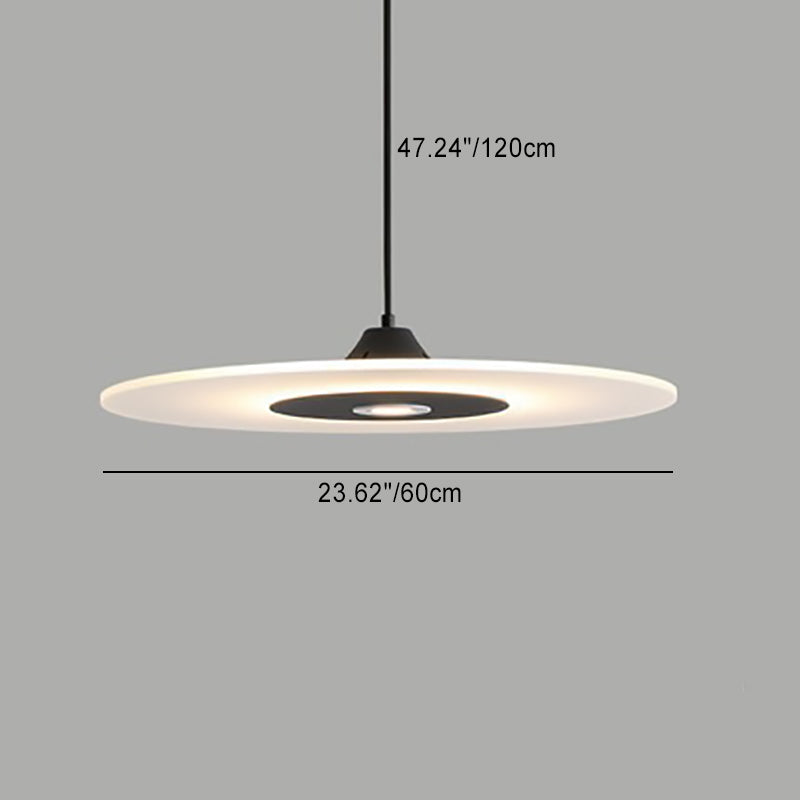 Suspension LED en forme de disque rond nordique contemporain en acrylique et fer pour salle à manger 