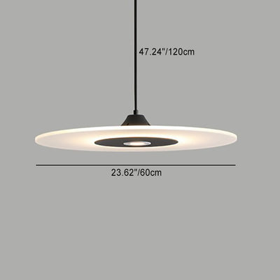 Zeitgenössische nordische runde UFO-Scheibe aus Acryl in Eisenform LED Pendelleuchte für Esszimmer 