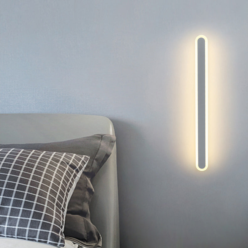 Moderne Minimalistische Lange Ovale Streifen Acryl Lampenschirm Eisen LED Wandleuchte Für Wohnzimmer 