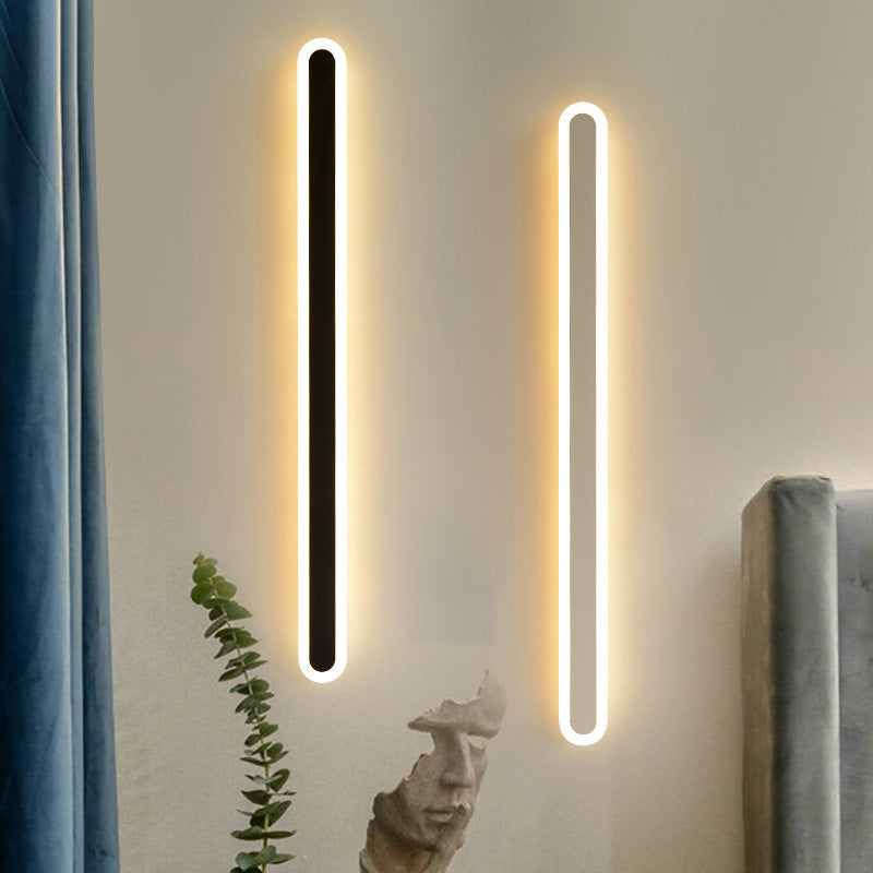 Moderne Minimalistische Lange Ovale Streifen Acryl Lampenschirm Eisen LED Wandleuchte Für Wohnzimmer 
