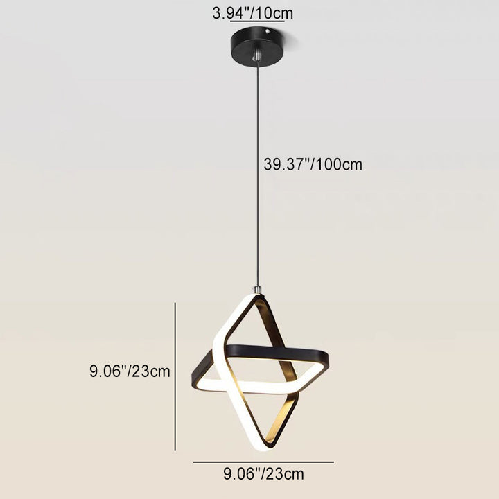 Zeitgenössische nordische doppelte runde quadratische Aluminium-Silikon-LED-Pendelleuchte für das Wohnzimmer 