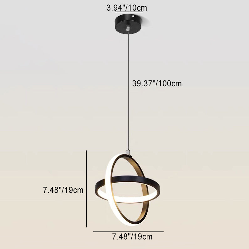 Zeitgenössische nordische doppelte runde quadratische Aluminium-Silikon-LED-Pendelleuchte für das Wohnzimmer 