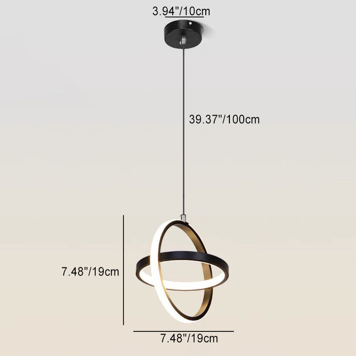 Zeitgenössische nordische doppelte runde quadratische Aluminium-Silikon-LED-Pendelleuchte für das Wohnzimmer 