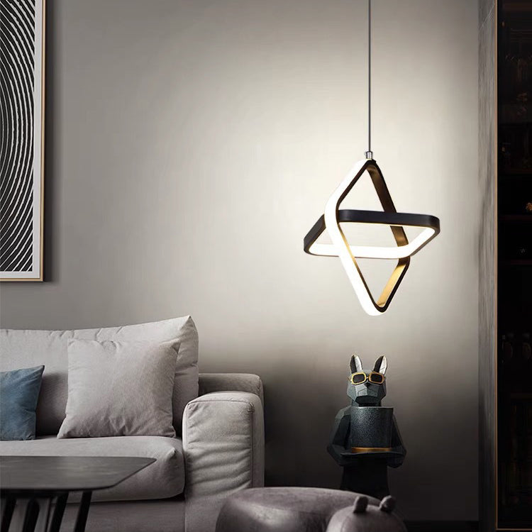 Zeitgenössische nordische doppelte runde quadratische Aluminium-Silikon-LED-Pendelleuchte für das Wohnzimmer 