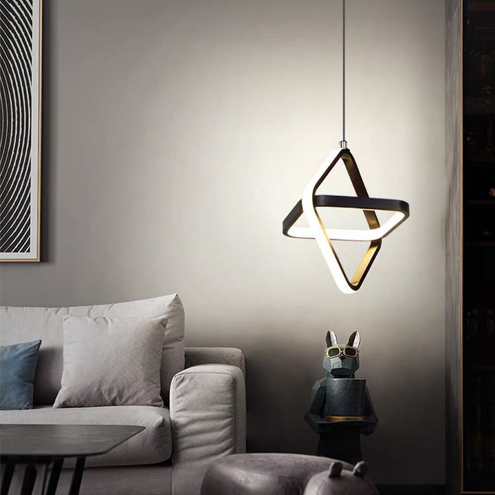 Zeitgenössische nordische doppelte runde quadratische Aluminium-Silikon-LED-Pendelleuchte für das Wohnzimmer 