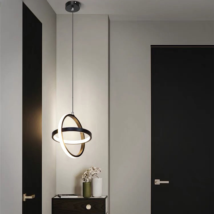 Zeitgenössische nordische doppelte runde quadratische Aluminium-Silikon-LED-Pendelleuchte für das Wohnzimmer 