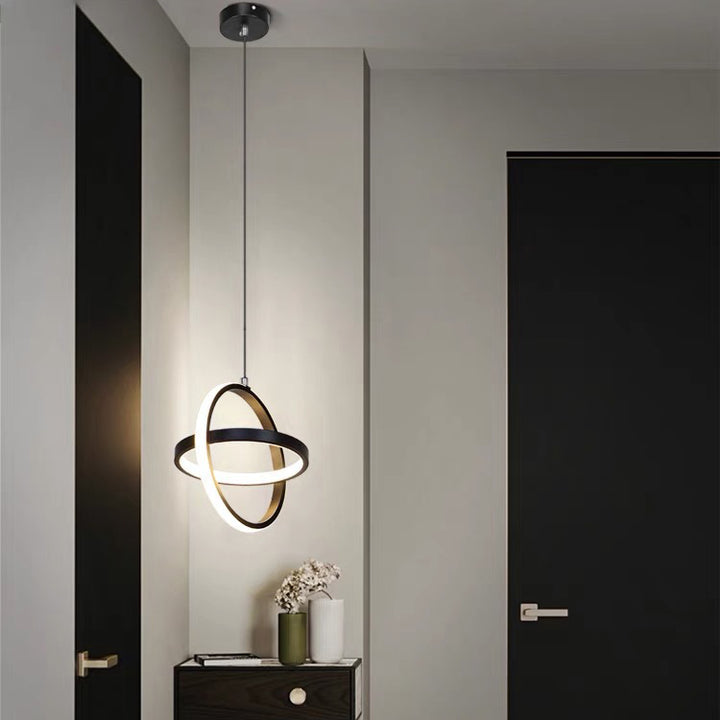 Zeitgenössische nordische doppelte runde quadratische Aluminium-Silikon-LED-Pendelleuchte für das Wohnzimmer 