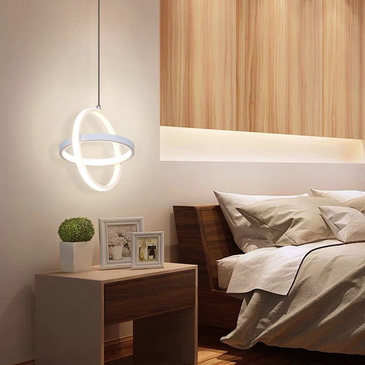 Zeitgenössische nordische doppelte runde quadratische Aluminium-Silikon-LED-Pendelleuchte für das Wohnzimmer 