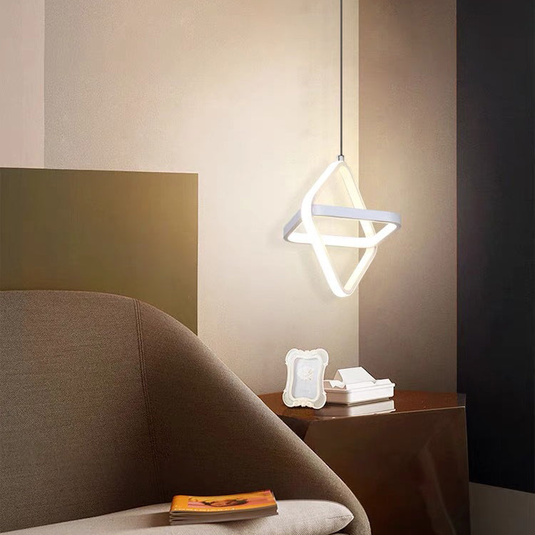 Zeitgenössische nordische doppelte runde quadratische Aluminium-Silikon-LED-Pendelleuchte für das Wohnzimmer 