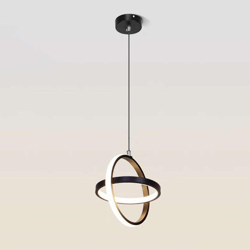 Zeitgenössische nordische doppelte runde quadratische Aluminium-Silikon-LED-Pendelleuchte für das Wohnzimmer 