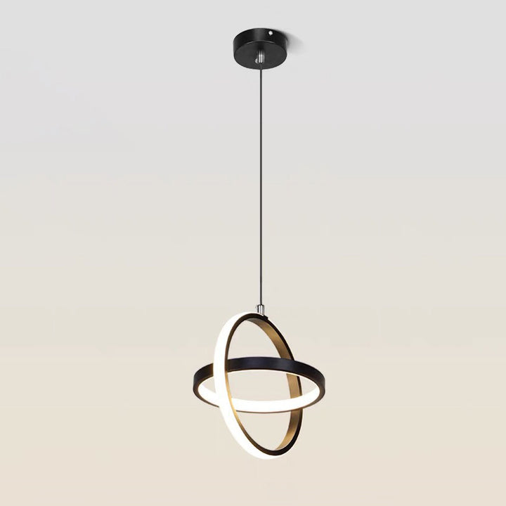 Zeitgenössische nordische doppelte runde quadratische Aluminium-Silikon-LED-Pendelleuchte für das Wohnzimmer 