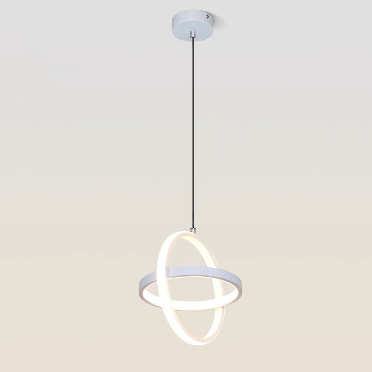 Zeitgenössische nordische doppelte runde quadratische Aluminium-Silikon-LED-Pendelleuchte für das Wohnzimmer 