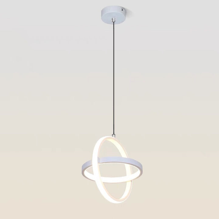 Zeitgenössische nordische doppelte runde quadratische Aluminium-Silikon-LED-Pendelleuchte für das Wohnzimmer 