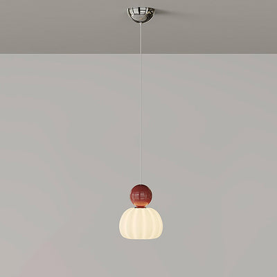 Zeitgenössische kreative runde Kürbis-Hardware-Acryl-LED-Pendelleuchte für Schlafzimmer 