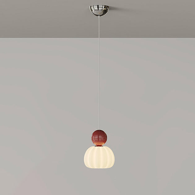 Zeitgenössische kreative runde Kürbis-Hardware-Acryl-LED-Pendelleuchte für Schlafzimmer 