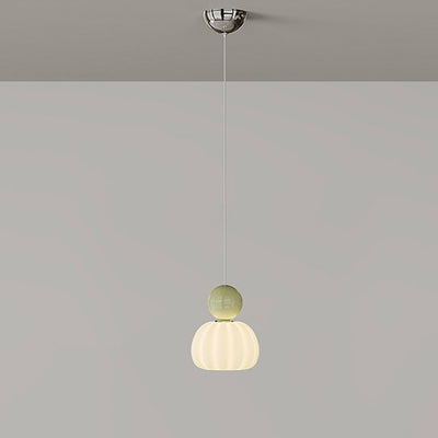Zeitgenössische kreative runde Kürbis-Hardware-Acryl-LED-Pendelleuchte für Schlafzimmer 