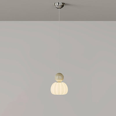 Zeitgenössische kreative runde Kürbis-Hardware-Acryl-LED-Pendelleuchte für Schlafzimmer 