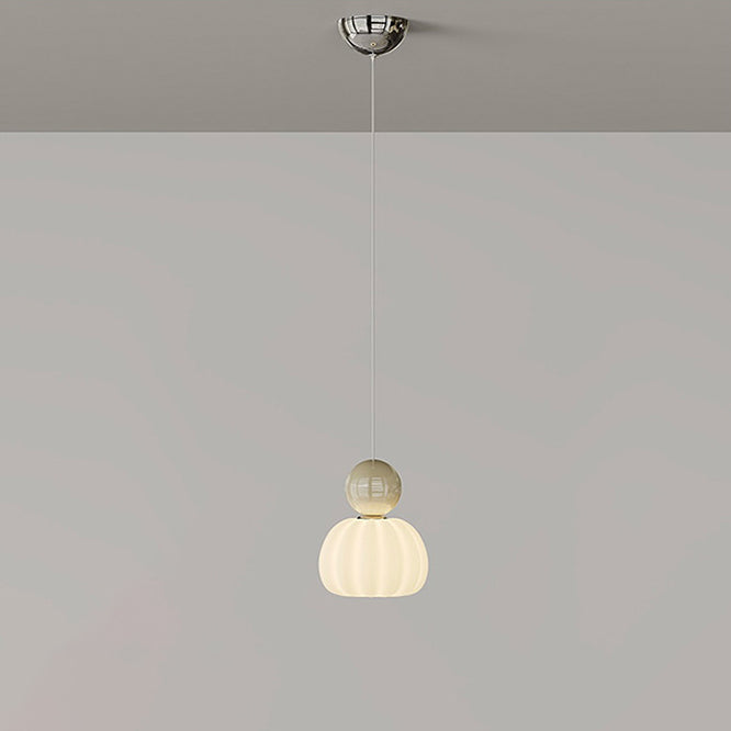 Zeitgenössische kreative runde Kürbis-Hardware-Acryl-LED-Pendelleuchte für Schlafzimmer 