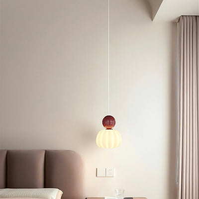Zeitgenössische kreative runde Kürbis-Hardware-Acryl-LED-Pendelleuchte für Schlafzimmer 