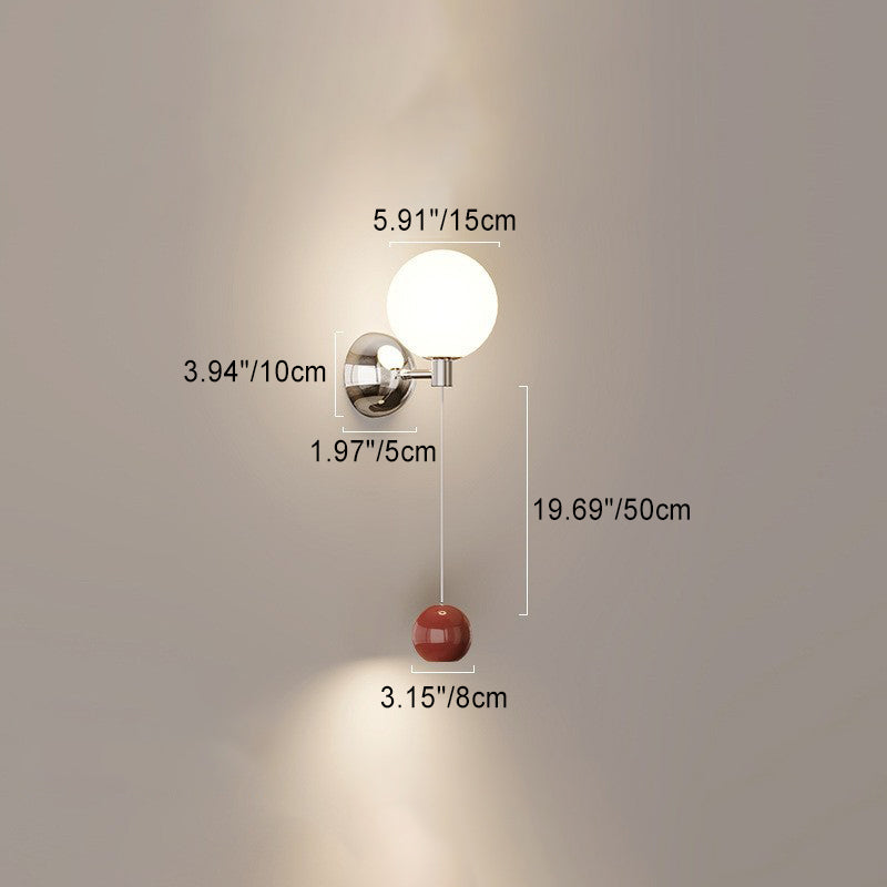 Lámpara de aplique de pared LED de globo de vidrio de hierro creativo contemporáneo para dormitorio 