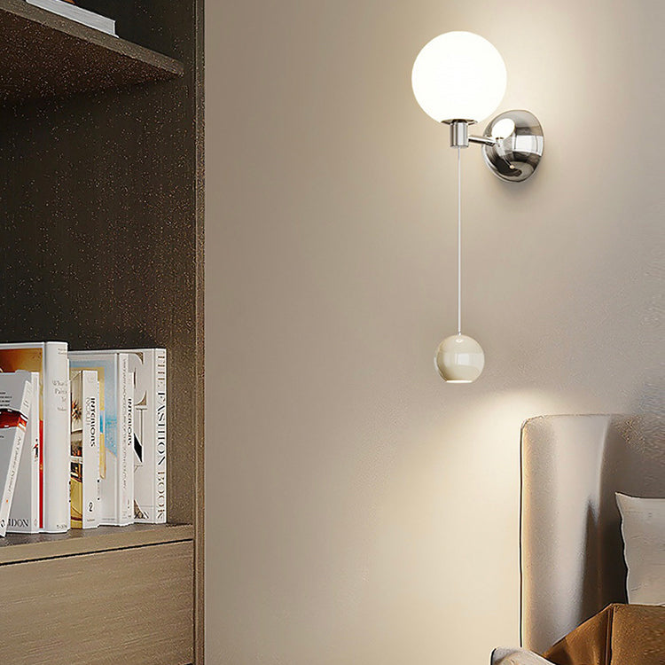 Lámpara de aplique de pared LED de globo de vidrio de hierro creativo contemporáneo para dormitorio 
