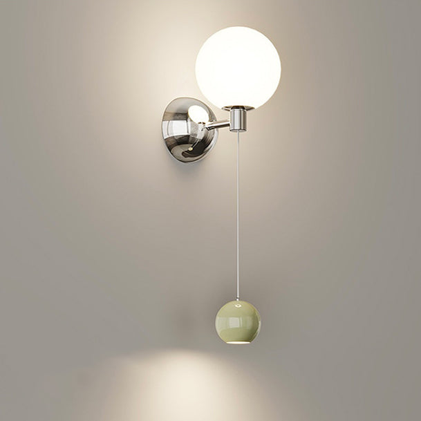 Lámpara de aplique de pared LED de globo de vidrio de hierro creativo contemporáneo para dormitorio 
