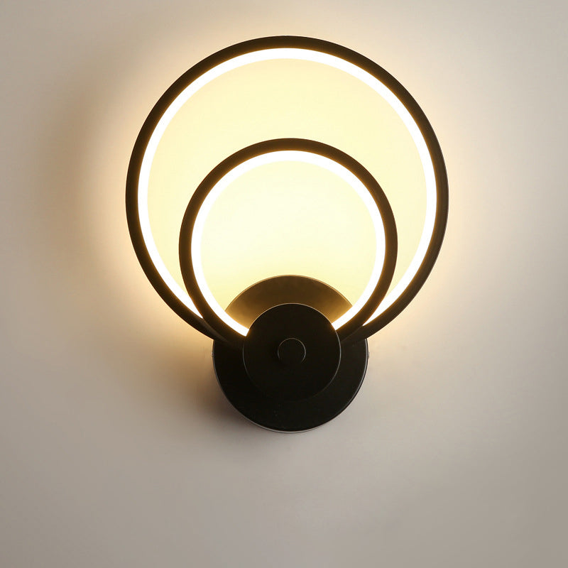 Applique murale LED en silicone et fer à double forme ronde carrée contemporaine nordique pour chambre 