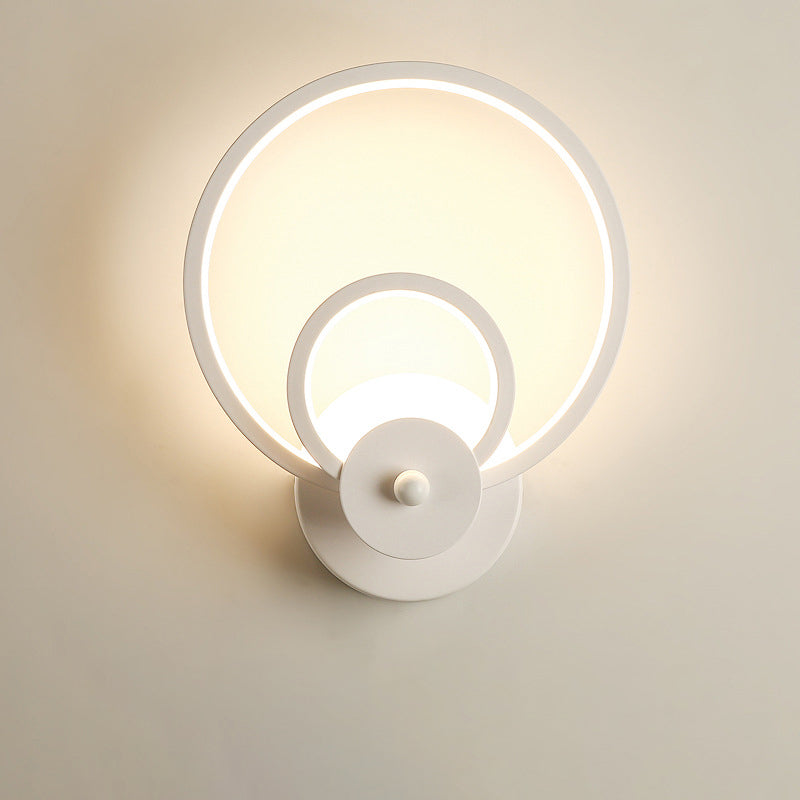 Applique murale LED en silicone et fer à double forme ronde carrée contemporaine nordique pour chambre 