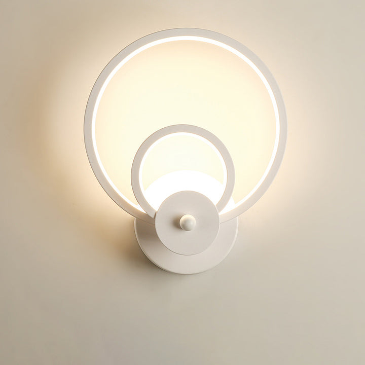 Applique murale LED en silicone et fer à double forme ronde carrée contemporaine nordique pour chambre 