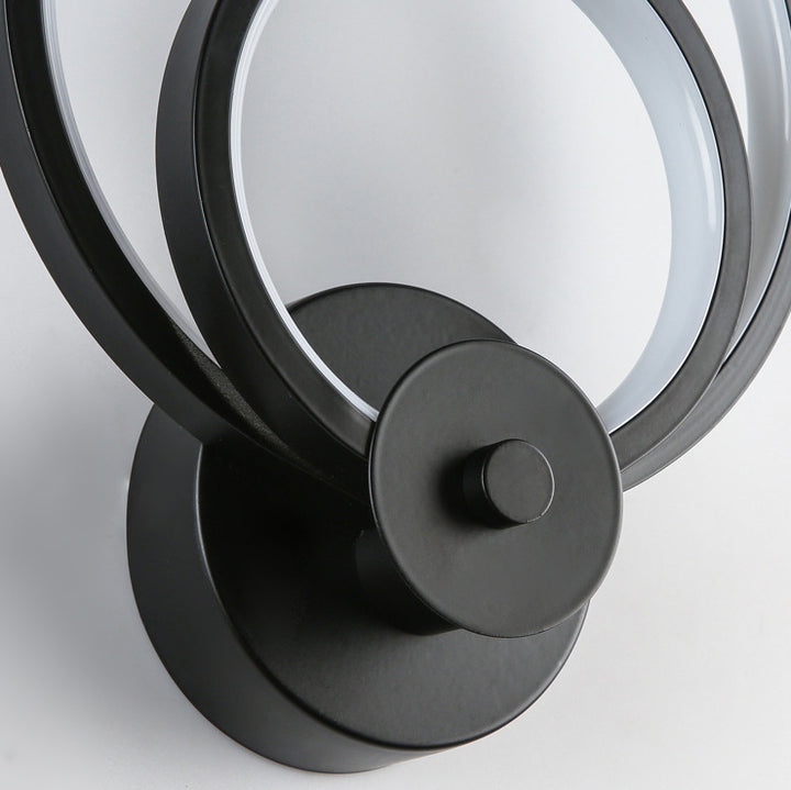 Applique murale LED en silicone et fer à double forme ronde carrée contemporaine nordique pour chambre 