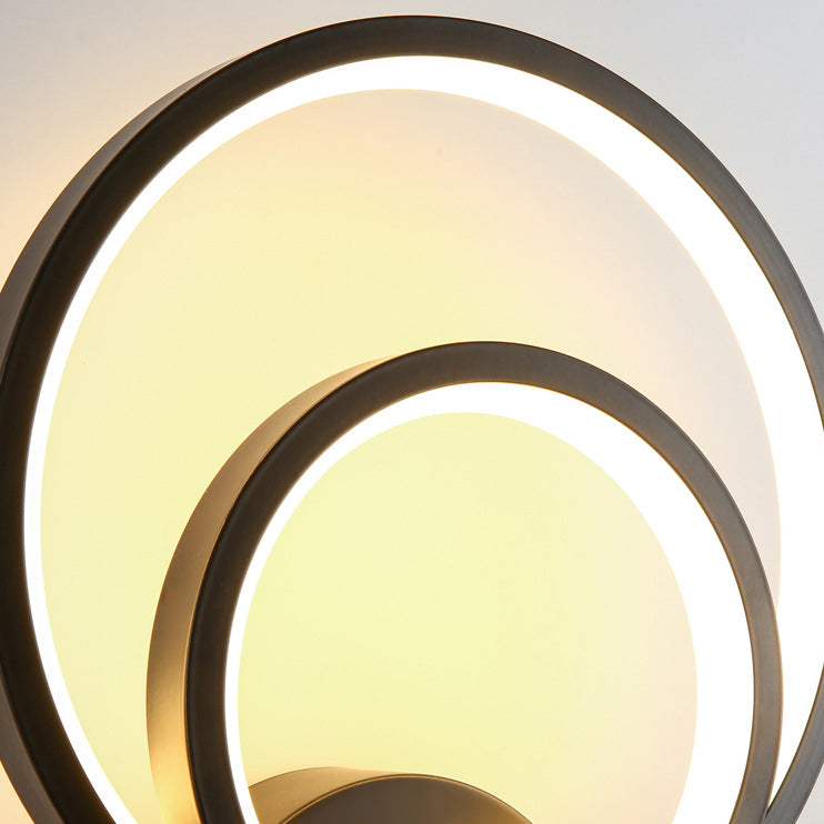 Applique murale LED en silicone et fer à double forme ronde carrée contemporaine nordique pour chambre 