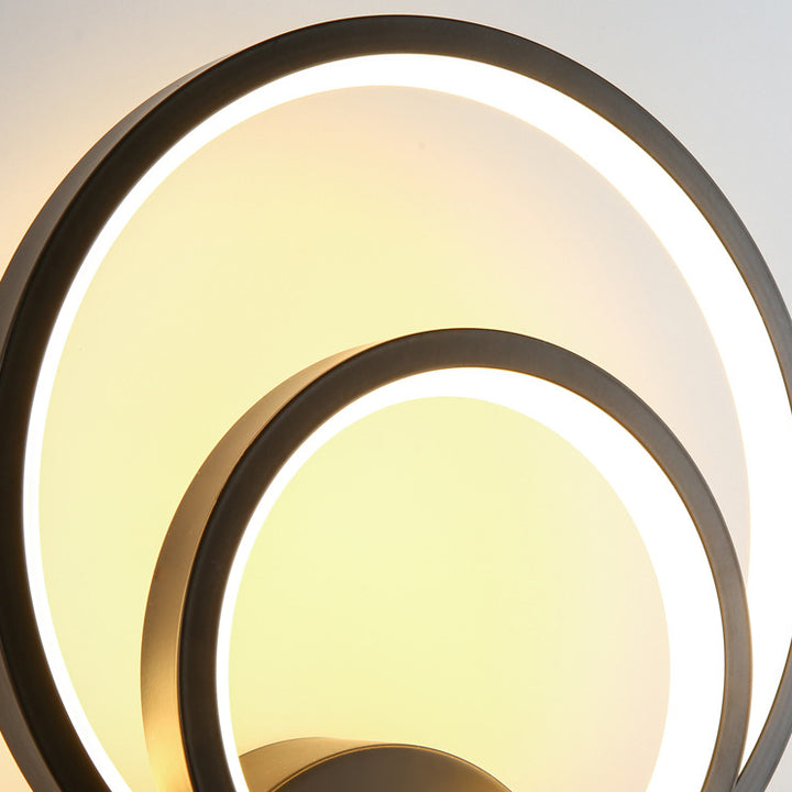 Applique murale LED en silicone et fer à double forme ronde carrée contemporaine nordique pour chambre 