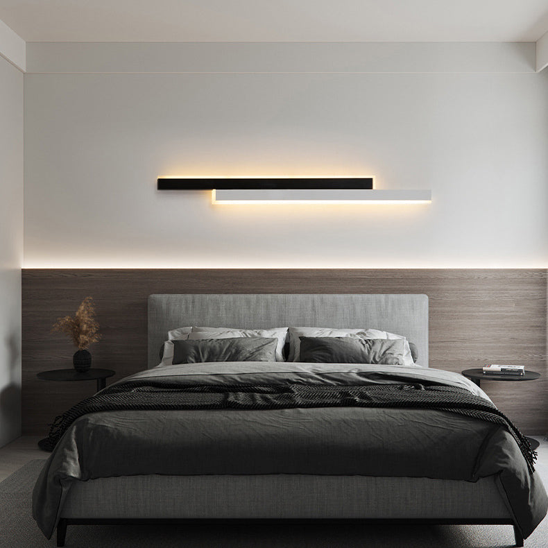 Moderne minimalistische doppelte lange Streifen-Acryl-Eisen-LED-Wandleuchte für das Schlafzimmer 