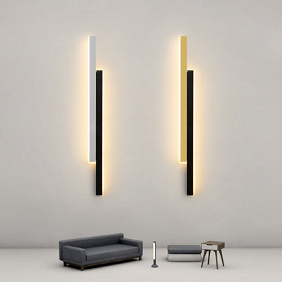 Moderne minimalistische doppelte lange Streifen-Acryl-Eisen-LED-Wandleuchte für das Schlafzimmer 