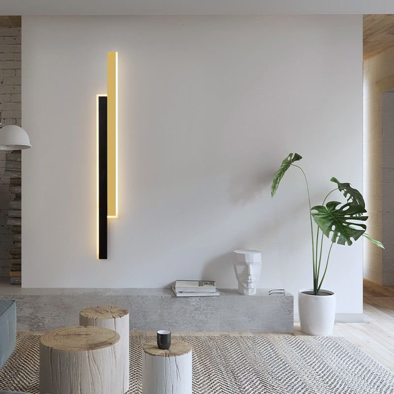 Moderne minimalistische doppelte lange Streifen-Acryl-Eisen-LED-Wandleuchte für das Schlafzimmer 