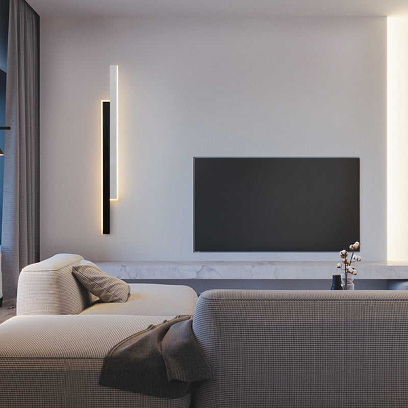 Moderne minimalistische doppelte lange Streifen-Acryl-Eisen-LED-Wandleuchte für das Schlafzimmer 