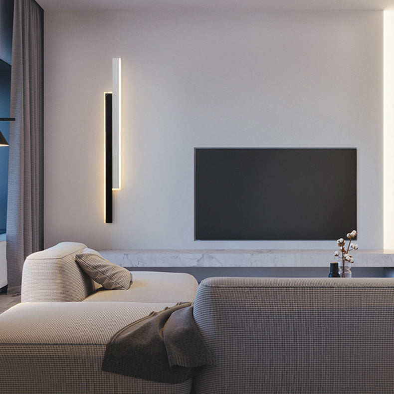 Moderne minimalistische doppelte lange Streifen-Acryl-Eisen-LED-Wandleuchte für das Schlafzimmer 