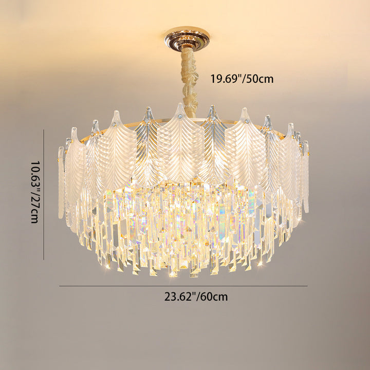 Lustre en verre à cristal polygonal rond traditionnel français avec matériel 9/12 lumières pour salon 