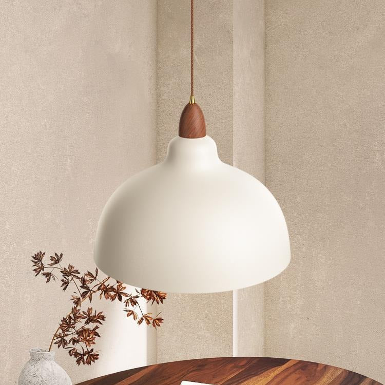 Lustre suspendu moderne minimaliste en forme de bol en bois avec 1 lumière pour chambre 