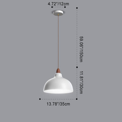 Lustre suspendu moderne minimaliste en forme de bol en bois avec 1 lumière pour chambre 