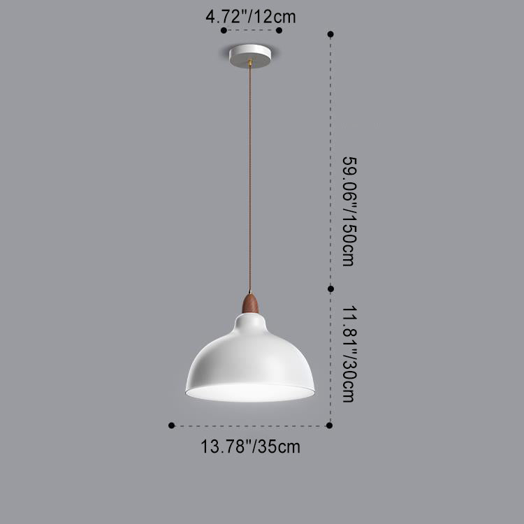 Lustre suspendu moderne minimaliste en forme de bol en bois avec 1 lumière pour chambre 